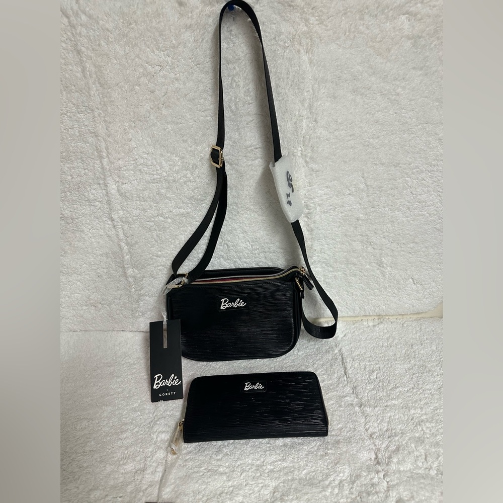 Black Barbie crossbody bag with wallet included